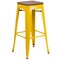 Merrick Lane Dalton Series Backless Metal Dining Stool with Wooden Seat for Indoor Use